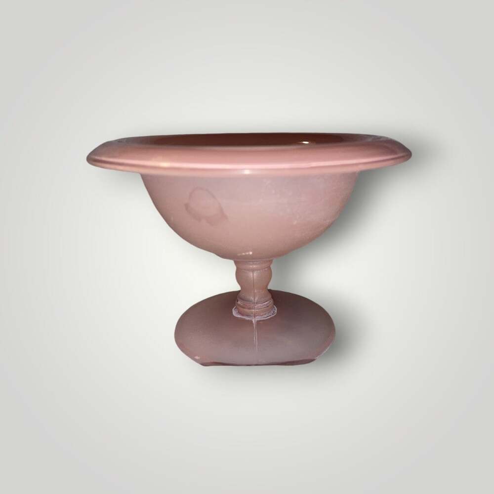 Vintage Frosted Pink Satin Elegant Depression Glass Footed Sherbet Dessert Cup